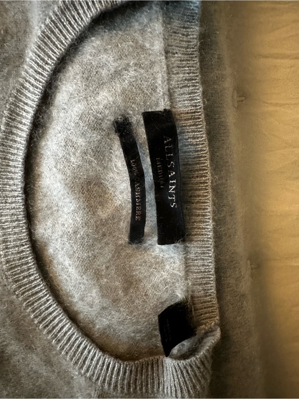 AllSaints 100% Cashmere Crewneck Sweater Grey Size M - Picture 2 of 6